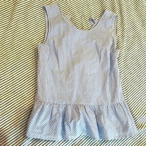JCREW blue striped tank top shirt with cute tie in back..